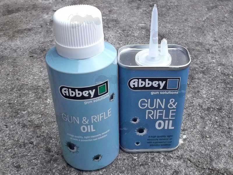 125ml Tin With Spout and 150ml Aerosol Spray Can Of Abbey Gun & Rifle Oil