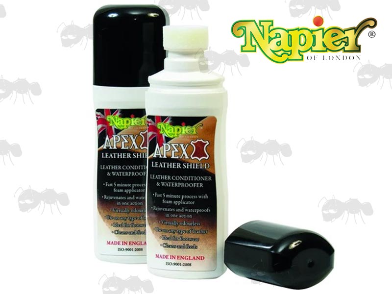 Two 75ml Bottles Of Napier Leather Shield With Sponge Applicators