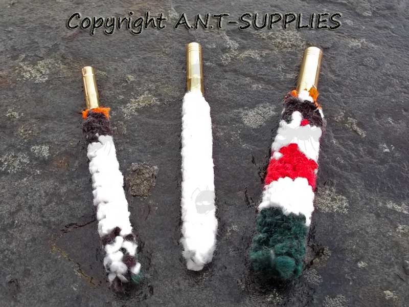 Assortment of British Thread Rifle / Pistol Barrel Cleaning Wool Mops