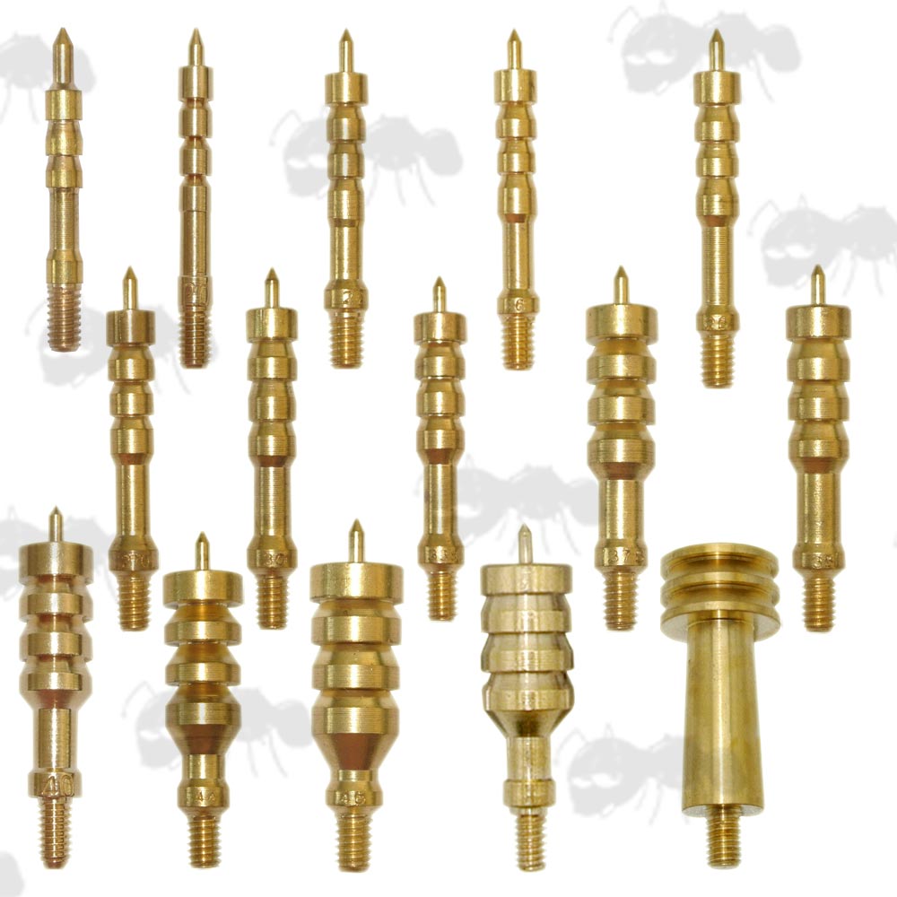 Set of 15 Brass Gun Barrel Cleaning Jags with US Threads