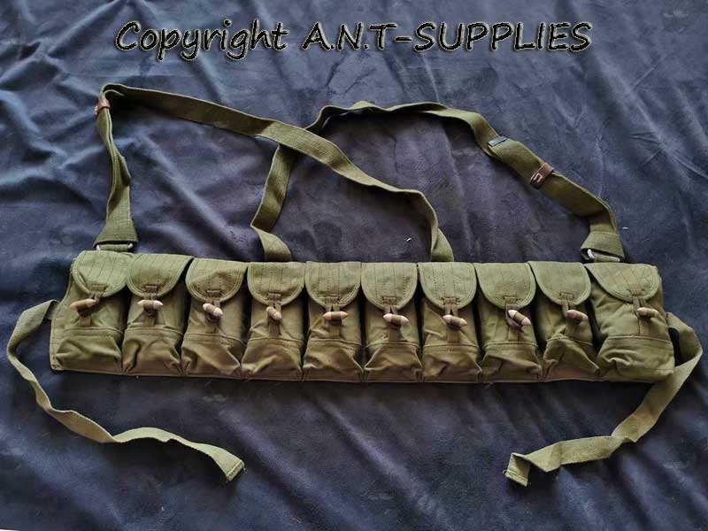 Green Canvas Vietnam Era 10 Cell AK Rifle Ammo Chest Rig