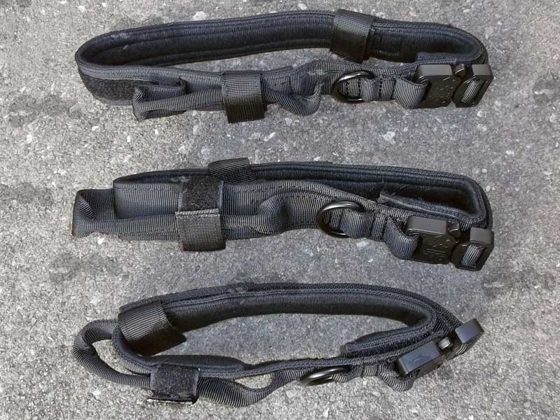 Black Heavy-Duty Military Dog Collar with Built-in Handle Size Range