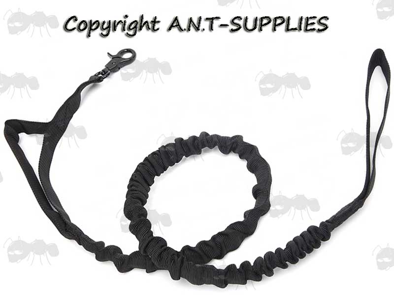 Black Heavy-Duty Military Style Dog Lead with Built-in Handle