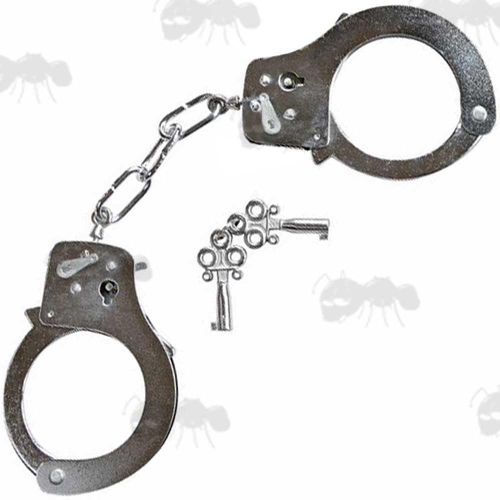 Heavy-Duty Handcuffs With Silver Finish and Two Keys