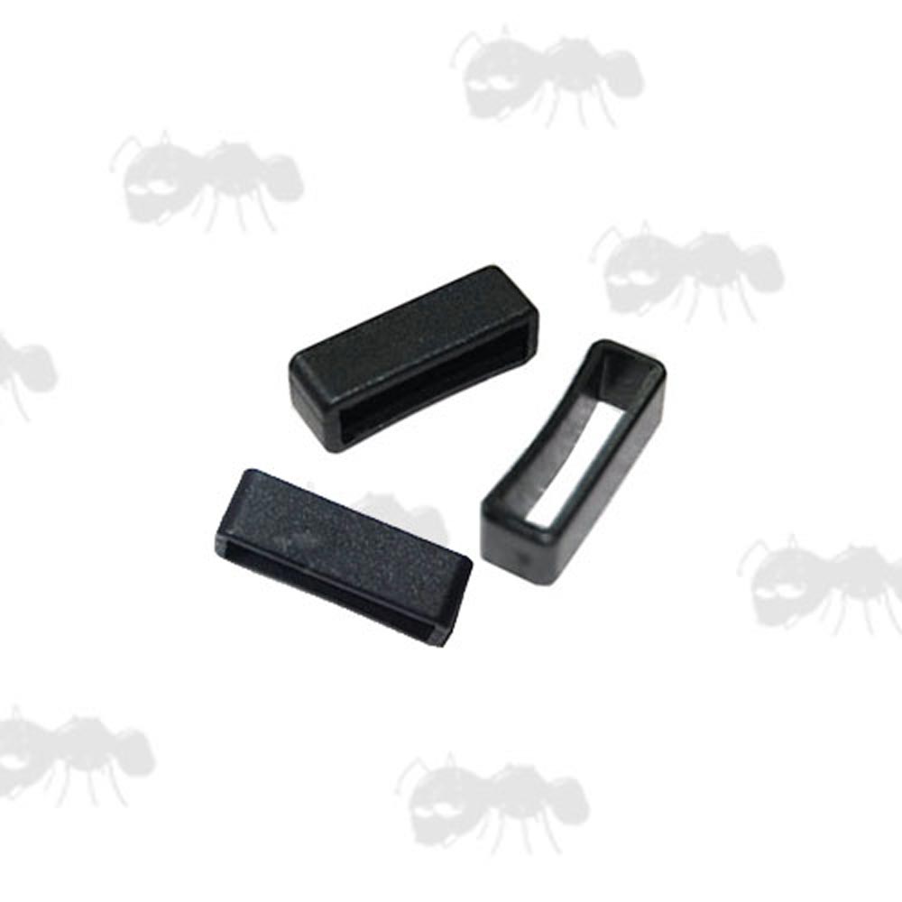 20mm Wide Black Plastic Webbing Keeper Loops