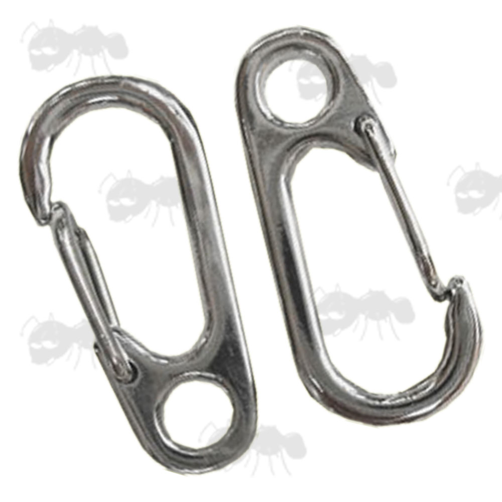 Silver Pair of Metal Snap Clips for Paracord Lanyards