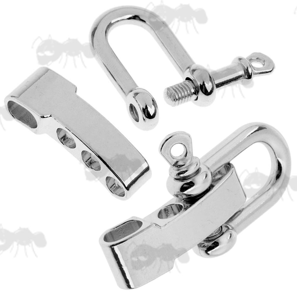 Two Steel D Shaped Adjustable Shackles with Flat Head Pins and T-Shaped Adjuster Bars