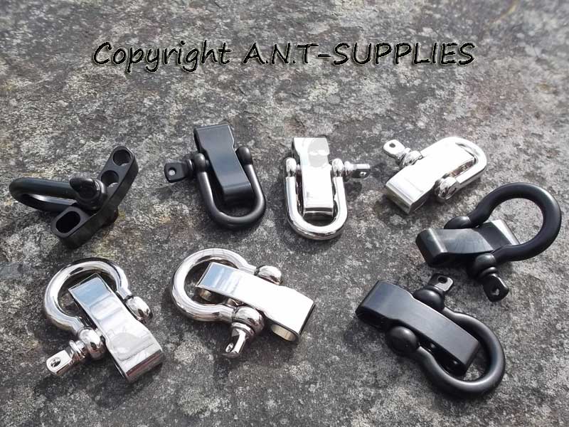 Steel D and O Shaped Adjustable Shackle with Flat Head Pin and T-Shaped Adjuster Bar in Silver of Black