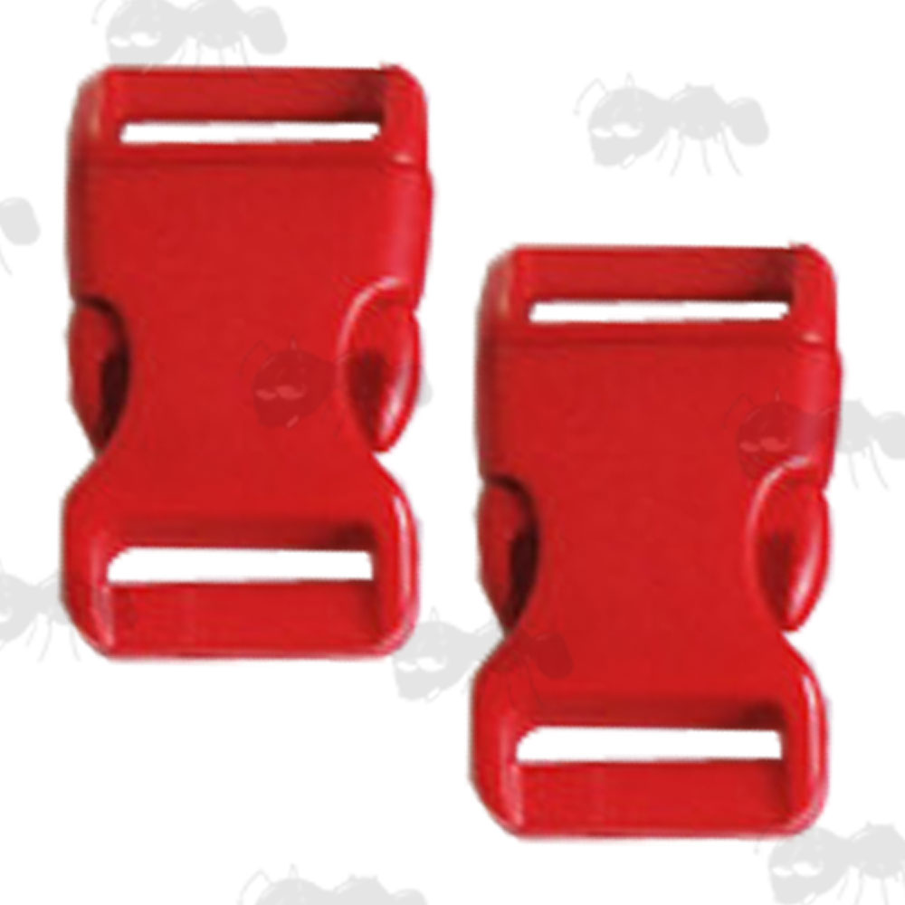 Two Large Red Plastic Curved Back Quick Release Paracord Buckles