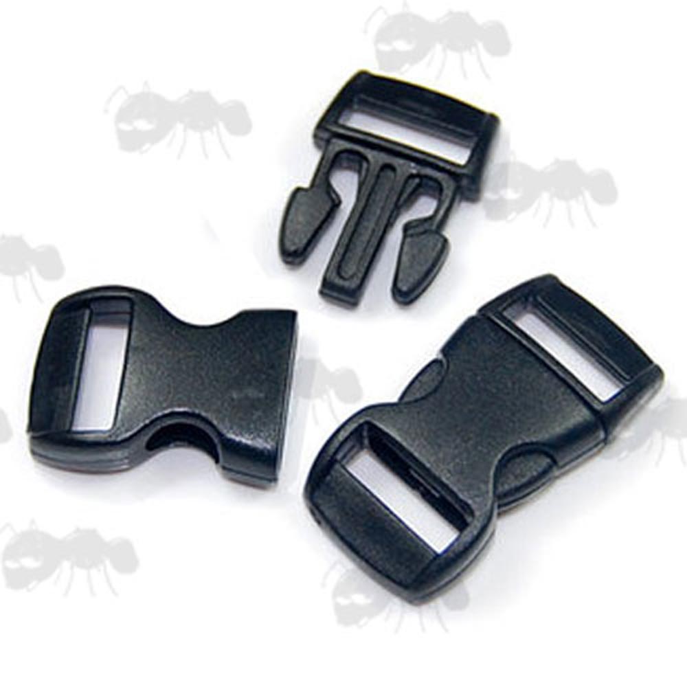 Two Small Plastic Curved Back Quick Release Buckles