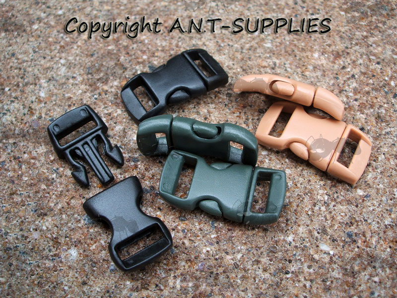 Three Pairs of Small Plastic Curved Back Quick Release Buckles