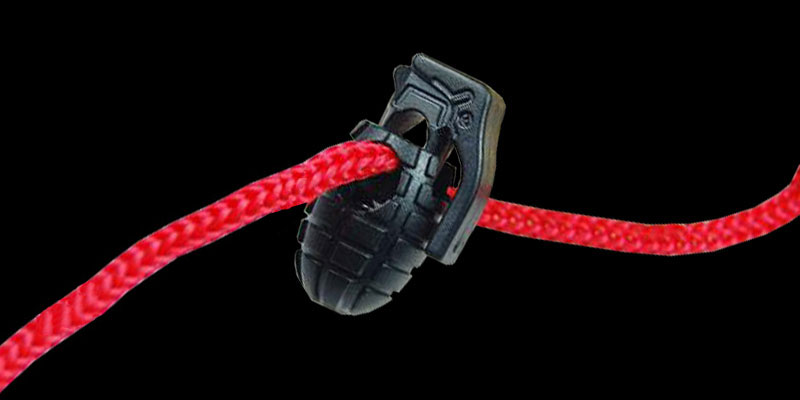 Grenade Shaped Cord Lock Toggle on Red Paracord