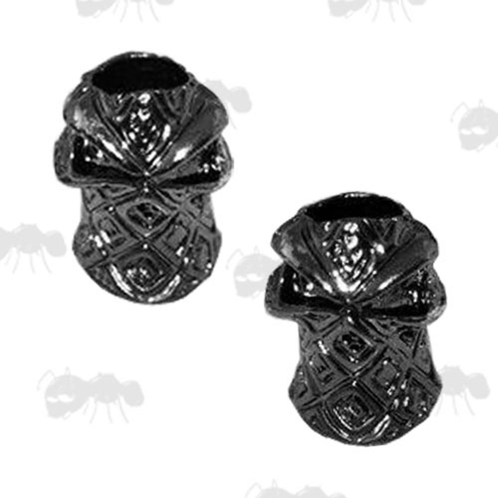 Pair of Black Coloured Hooded Ninja Metal Skull Paracord Beads with Vertical Holes