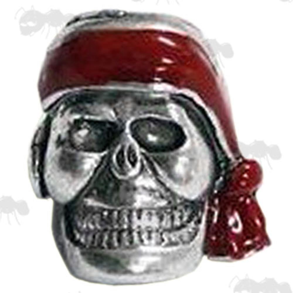 Silver Pirate Head Paracord Skull Bead with Red Headband