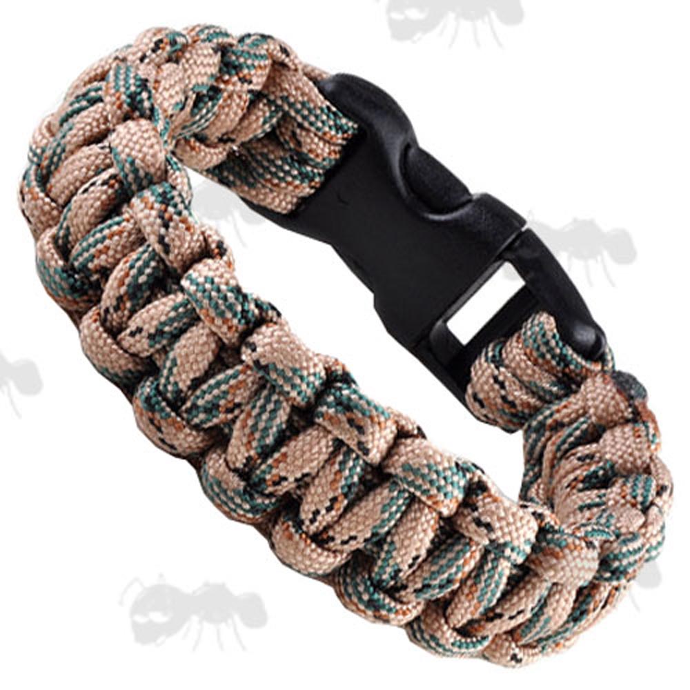 Desert Scrub Camo Paracord Survival Bracelet with Quick Release Buckle