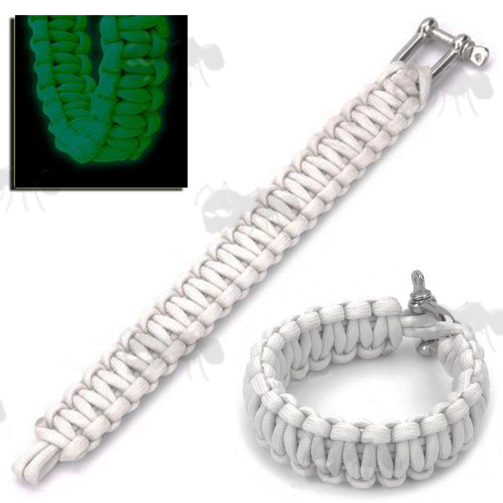 Glow in the Dark Paracord Bracelet with Metal Shackle Buckle