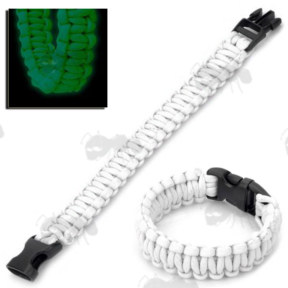 Glow in the Dark Paracord Survival Bracelet with Quick Release Buckle