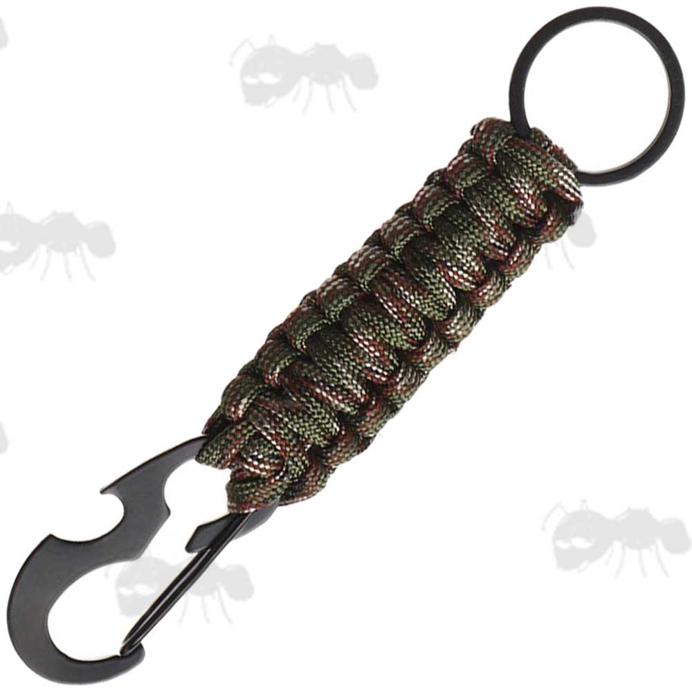 Woodland Camouflage Paracord Keychain Paracord Keychain With Quick Fit Bottle Opener Clip