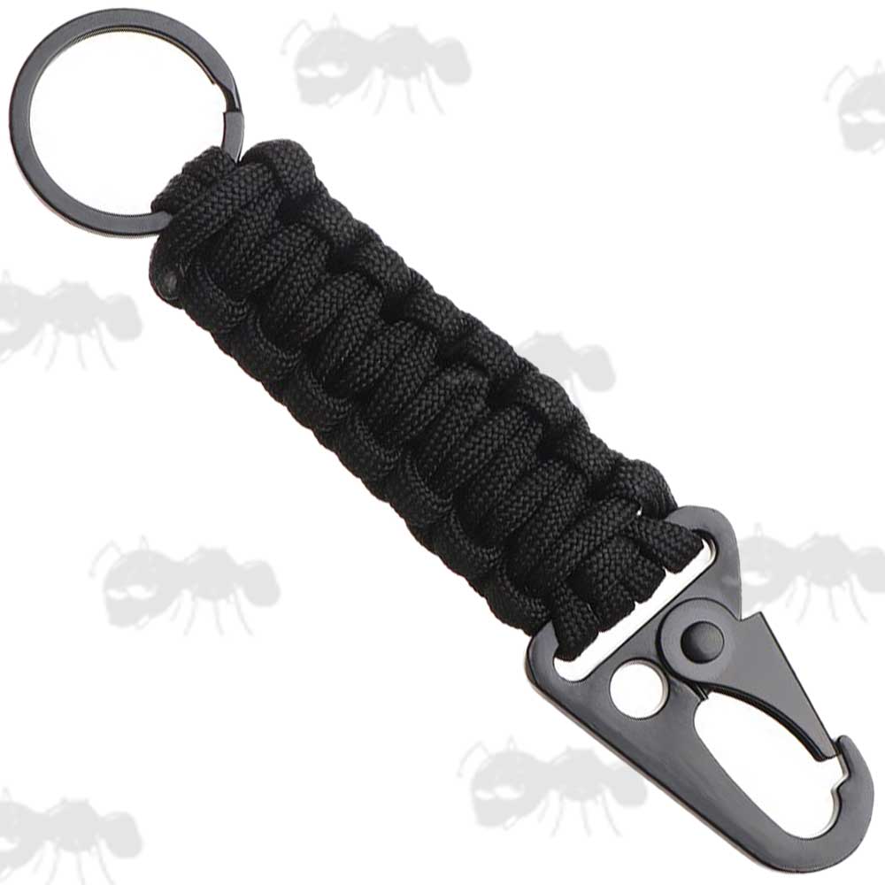Black Paracord Keychain Paracord Keychain With Quick Fit HK Style Clip