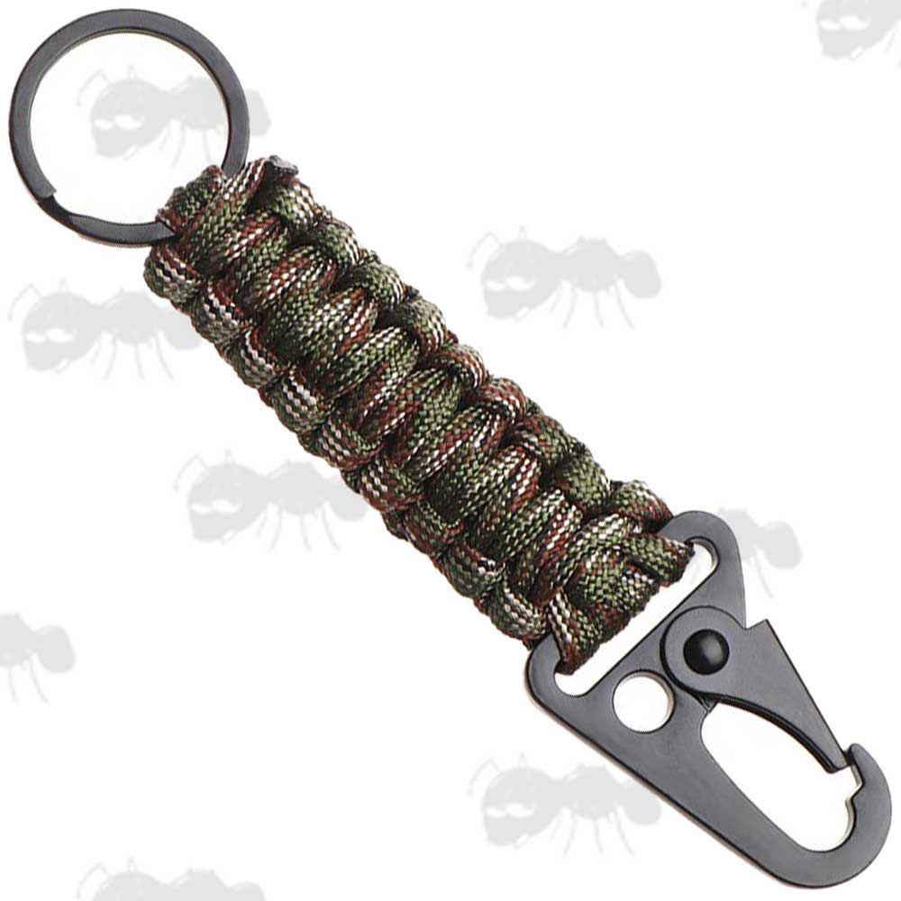 Woodland Camouflage Paracord Keychain Paracord Keychain With Quick Fit HK Style Clip