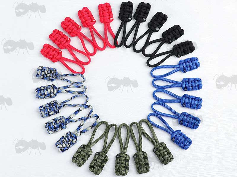 Assortment of Various Coloured Small Paracord Zip Pullers