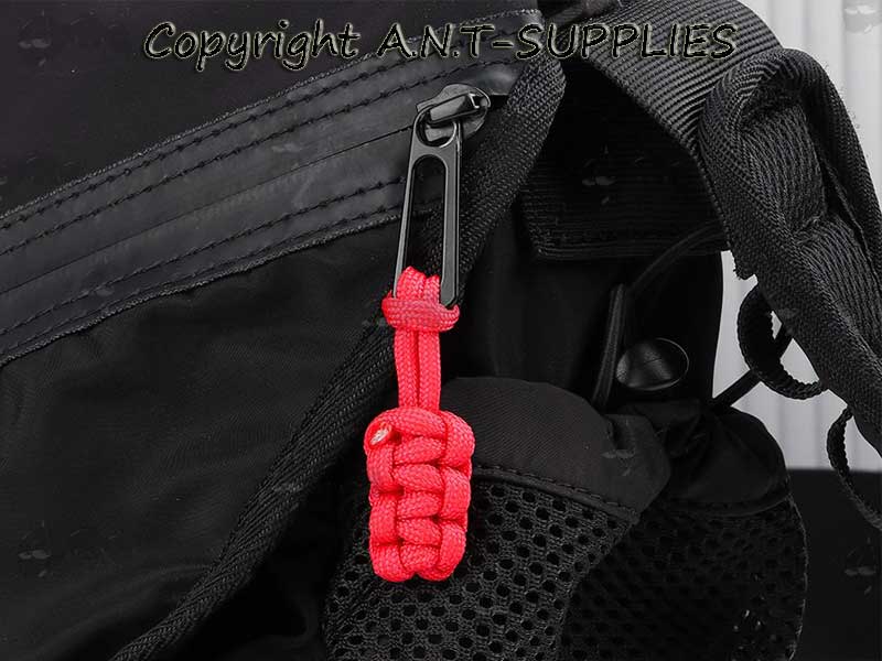 Small Red Paracord Zip Puller on Zip