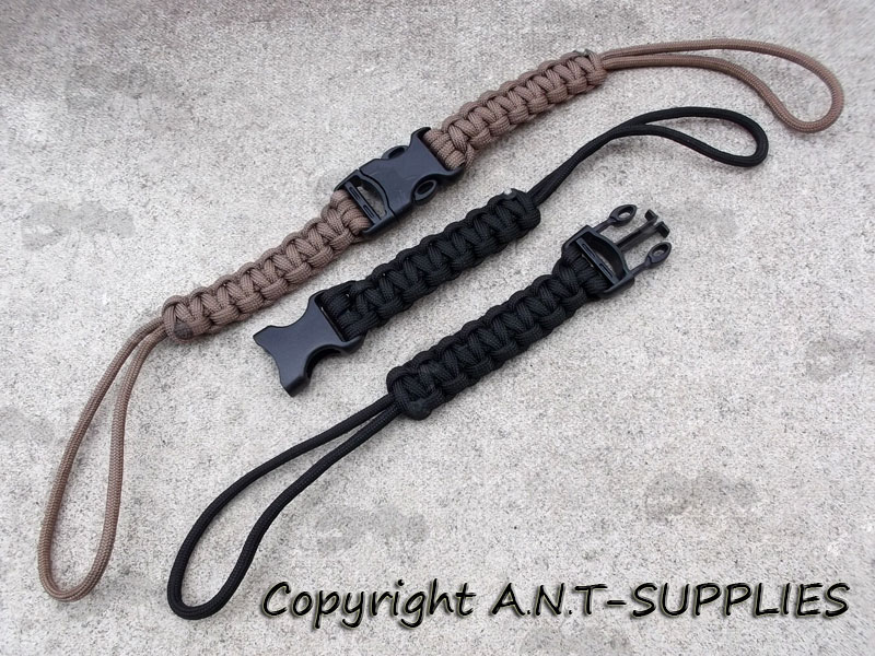 A Black and Brown Coloured Paracord Clasp with Quick Deploy Buckles