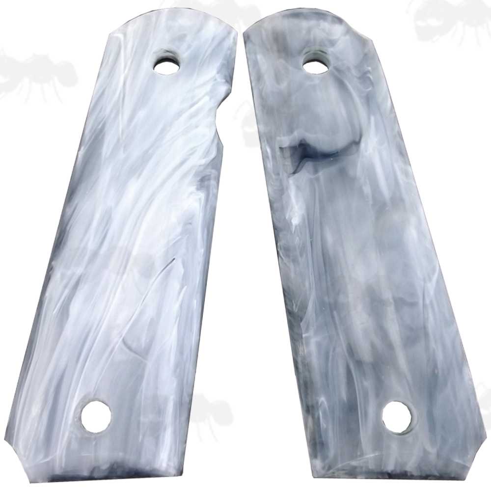 Pair of Full Size Marble Patterned Effect Acrylic Smooth Finish 1911 Pistol Grips