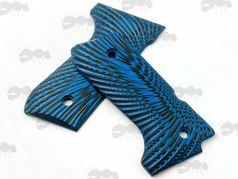 Pair of Beretta 92FS Textured G10 Blue Pistol Grips