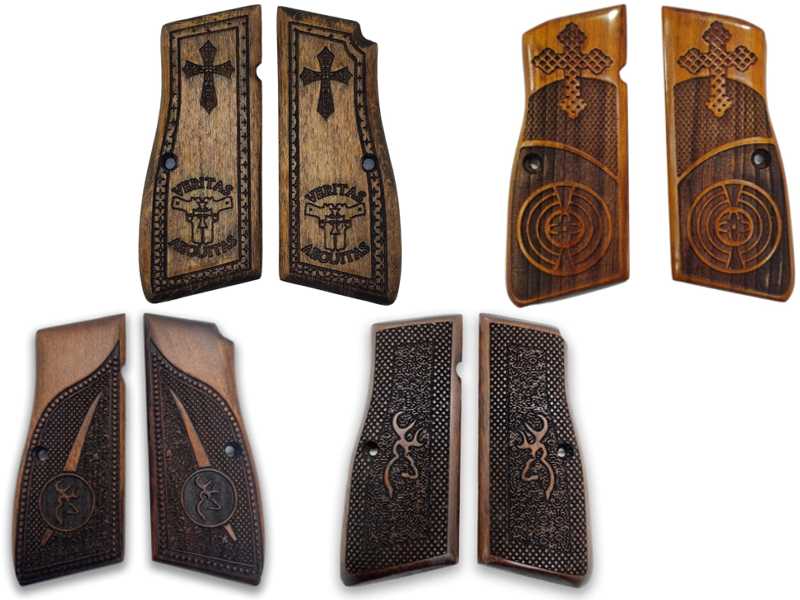 Four Pairs of Wooden Browning Hi-Power Handgun Grips