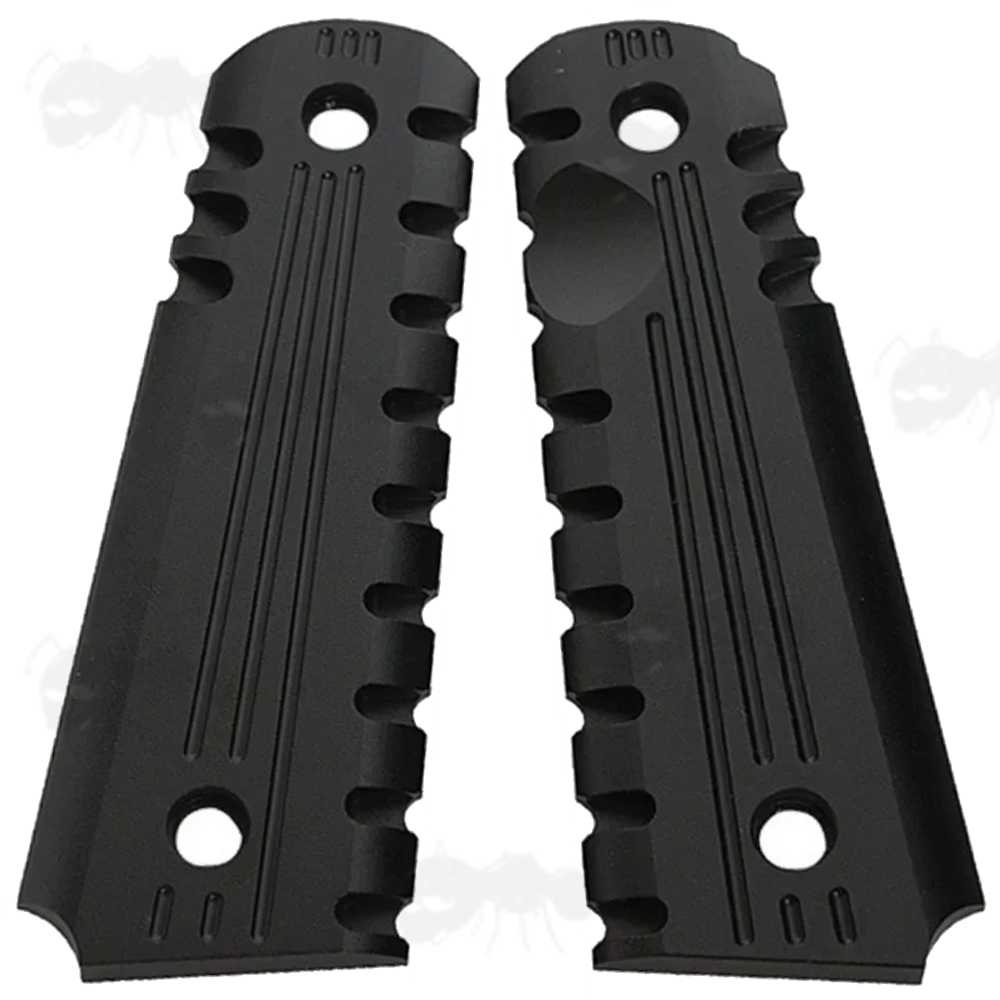 Pair of Full Size Aluminium 1911 Pistol Grips with Black Coloured Finish