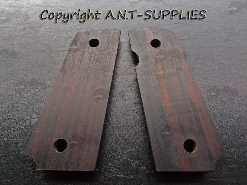Pair of Indonesia Ebony Compact Officer 1911 Pistol Grips