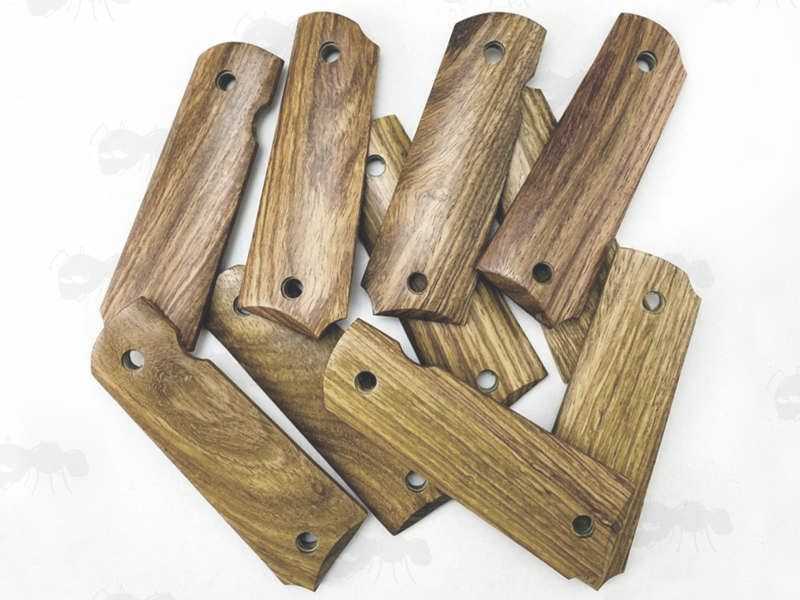 Five Pairs of The Full Size African Yellow Pear Wood 1911 Pistol Grips with a Smooth Finish