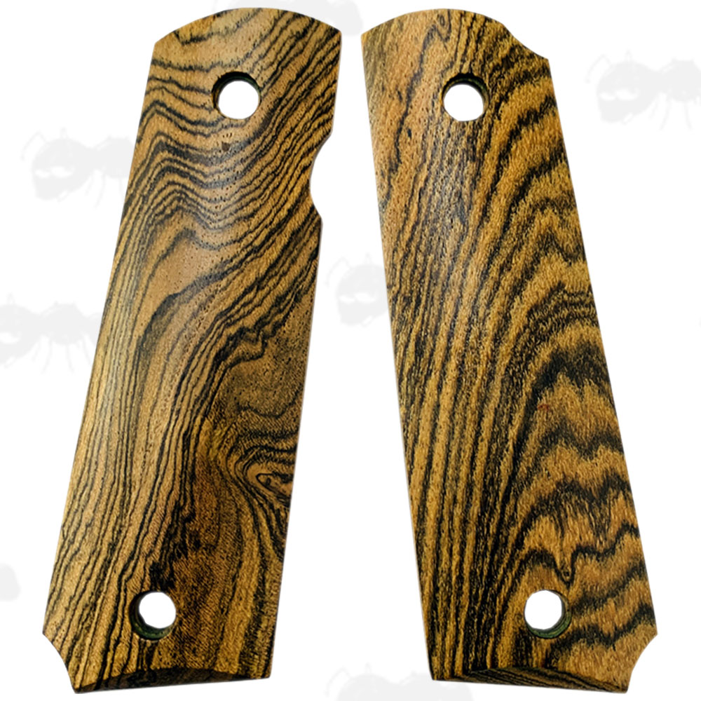 Pair of Full Size Cross Striation Wood 1911 Pistol Grips with a Smooth Finish