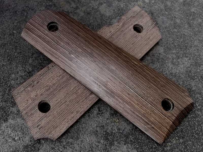 Pair of Full Size Dark Brown Rosewood Wood 1911 Pistol Grips with a Smooth Finish
