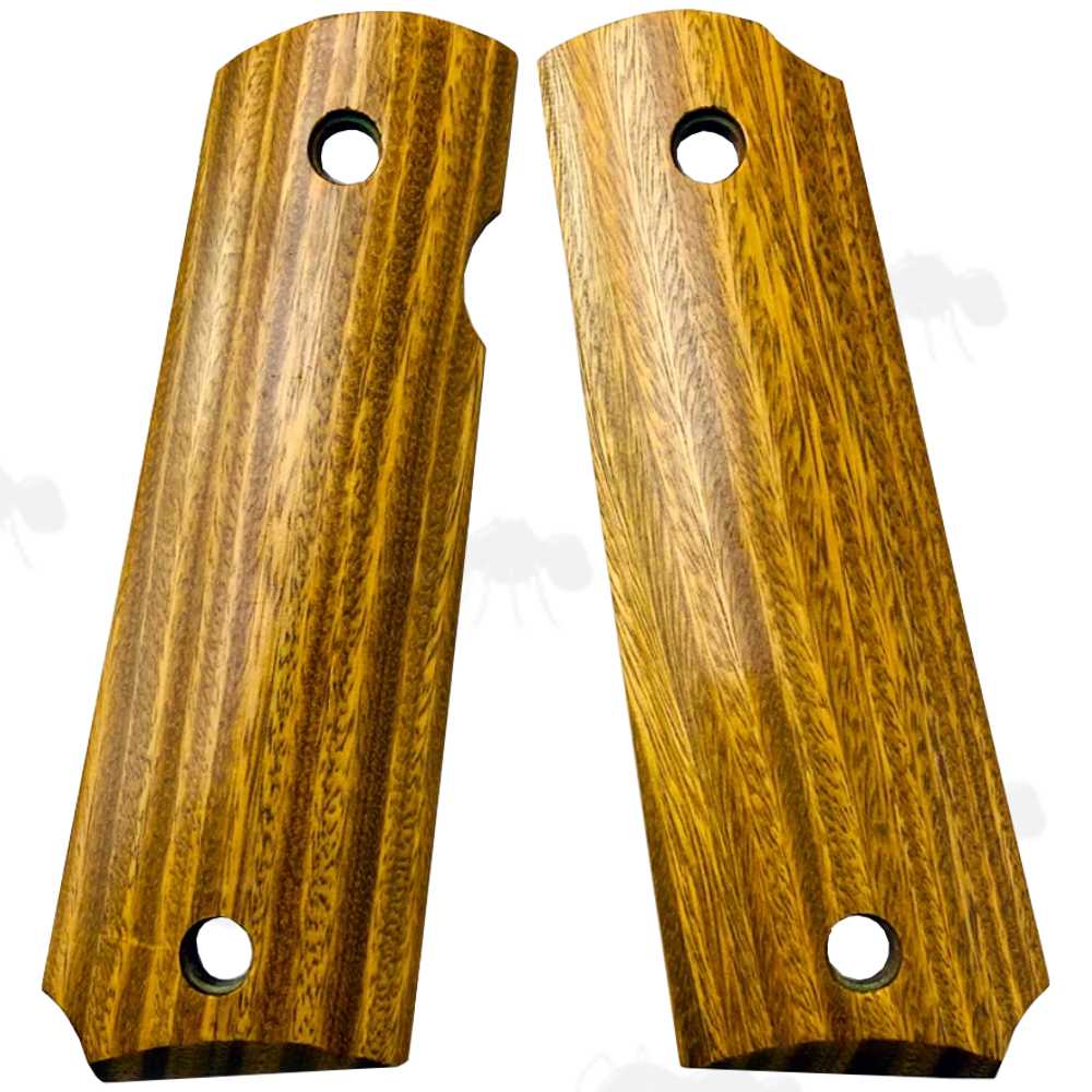 Pair of Full Size Green Sandalwood 1911 Pistol Grips with a Smooth Finish