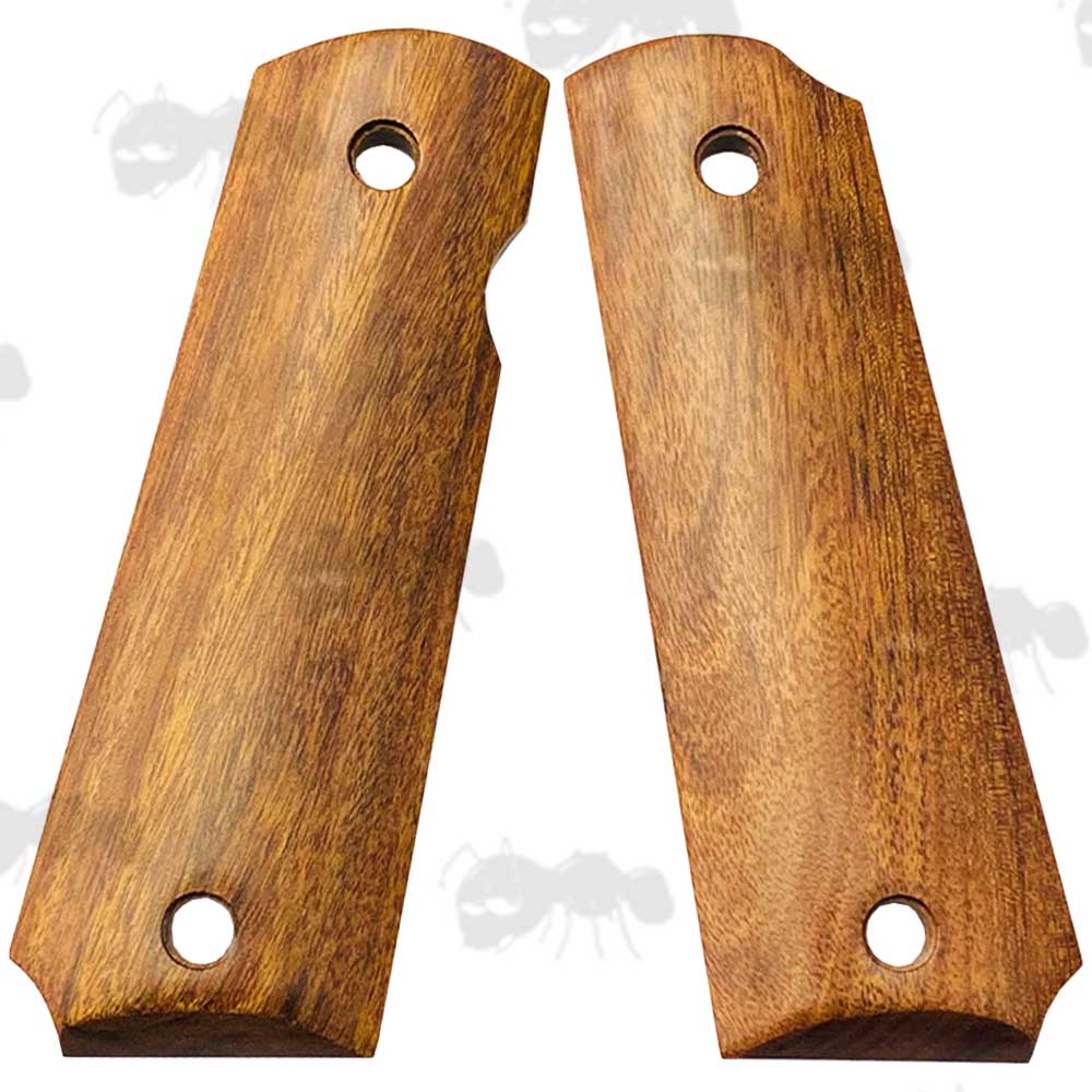 Pair of Full Size Light Brown Rosewood Rosewood 1911 Pistol Grips with a Smooth Finish
