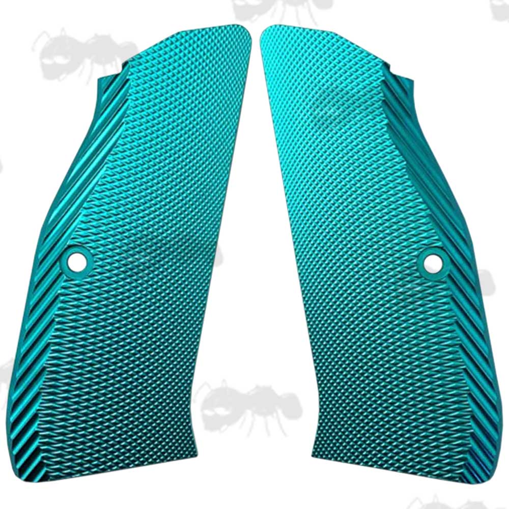 CZUB 75 / 85 Full Size Aluminium Textured Turquoise Pistol Grips