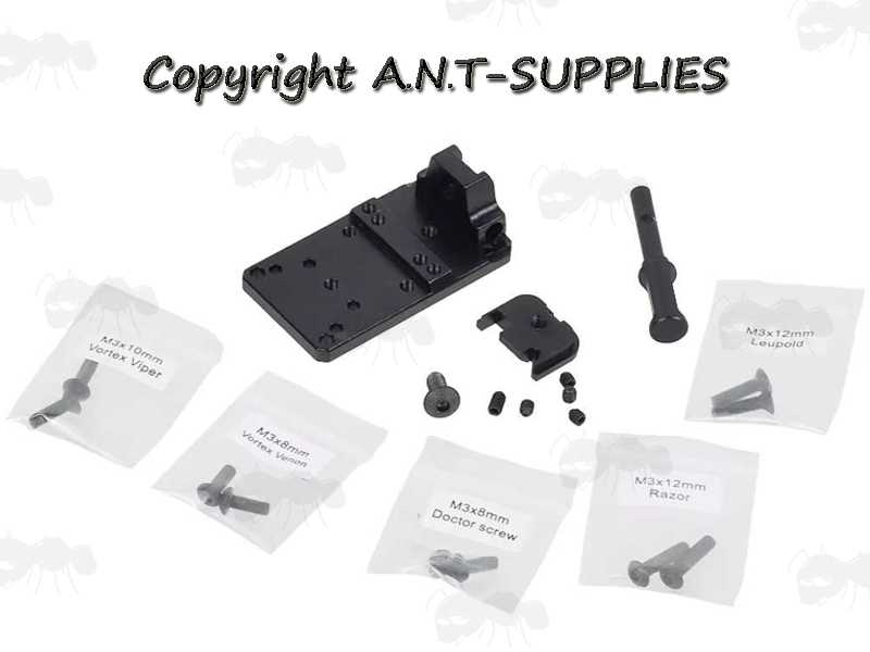 Mini Red Dot Sight Universal Base Plate Mount with Charging Handle for Glock Pistols with Packs of Screws