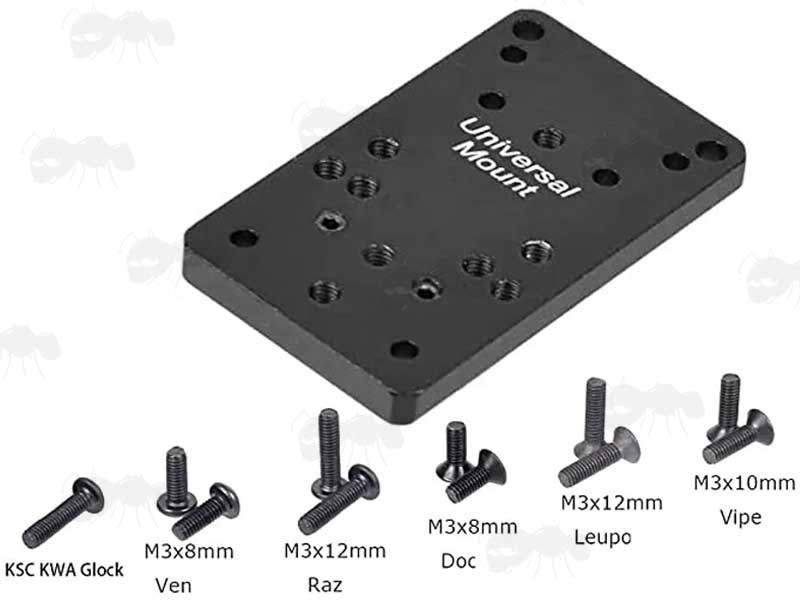 Mini Red Dot Sight Universal Base Plate Mount for Glock Pistols with Screw Types for Various Sights