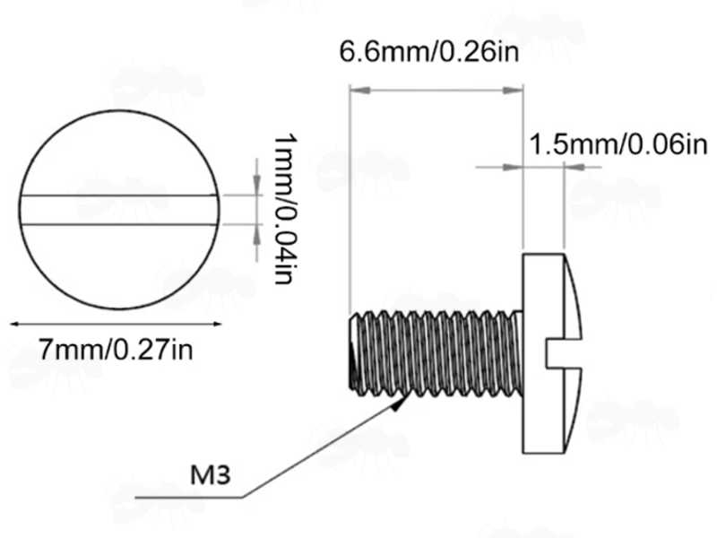 Specifications of the 3mm Threaded Slotted Head Screws for 1911 Pistol Grips