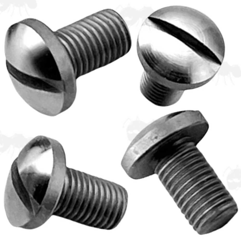 Set of Four Slotted Head Screws for 1911 Pistol Grips, with Metric Threads, in Silver Finish