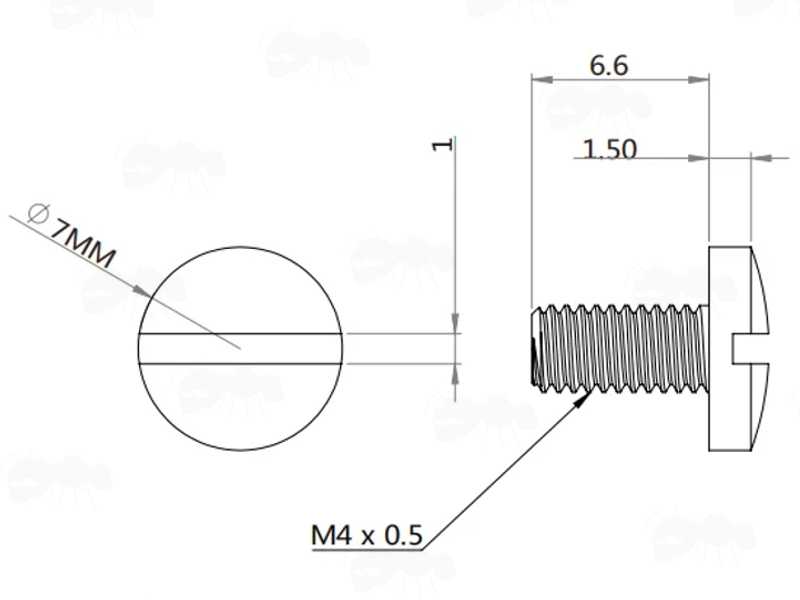 Specifications of the 4mm Threaded Slotted Head Screws for 1911 Pistol Grips