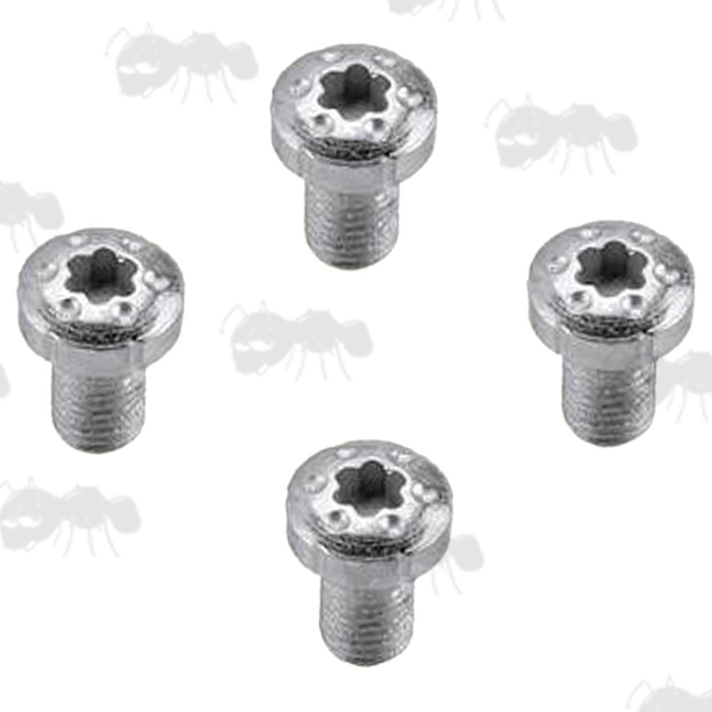 Set of Four Decorative Torx Head Screws for 1911 Pistol Grips, in Silver Finish