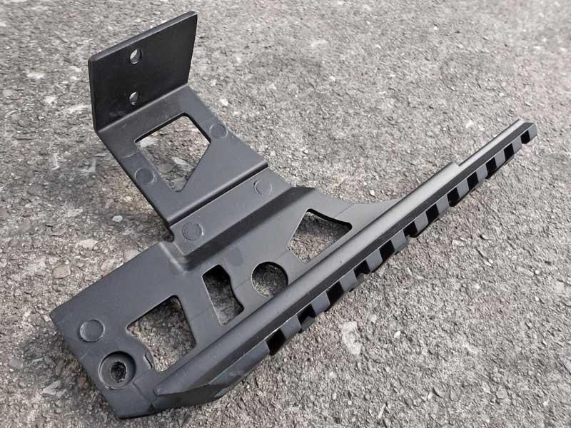 Back View of The Airsoft AK Rifle Fixed Side Mounted Top Rail with Fittings