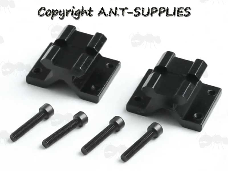 Dismantled View of The Small Twin Weaver / Picatinny Rail Barrel Mount