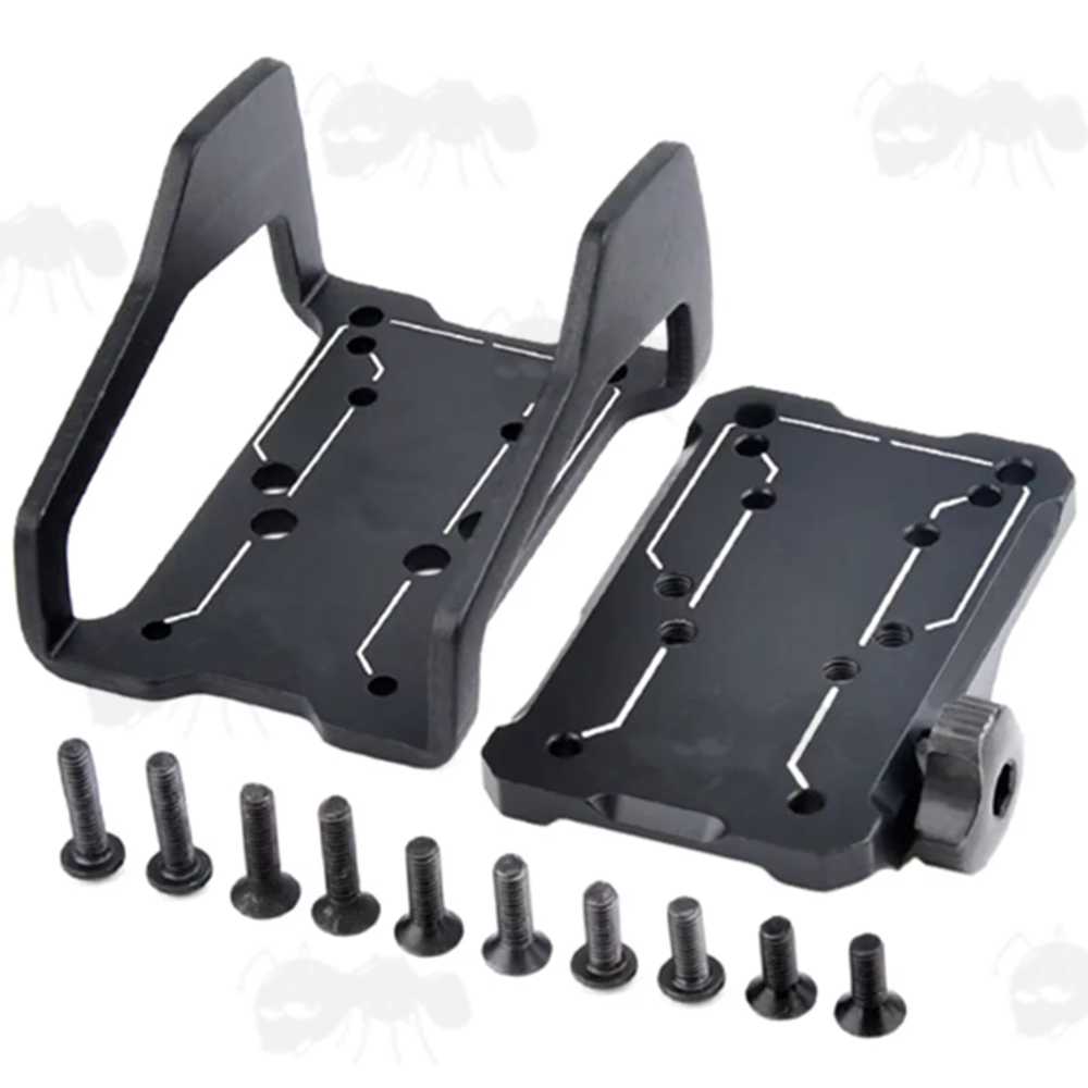 Black Exoskeleton Protective Design Picatinny Rail Mount for Mini Red Dot Sight with Five Pairs of Fixing Screws