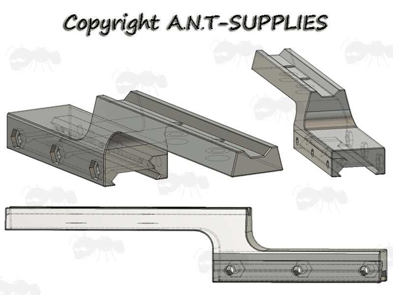 Mark II Black Plastic SA80 / L85 Raiser Rail Mount for ACOG Sights Technical Drawing