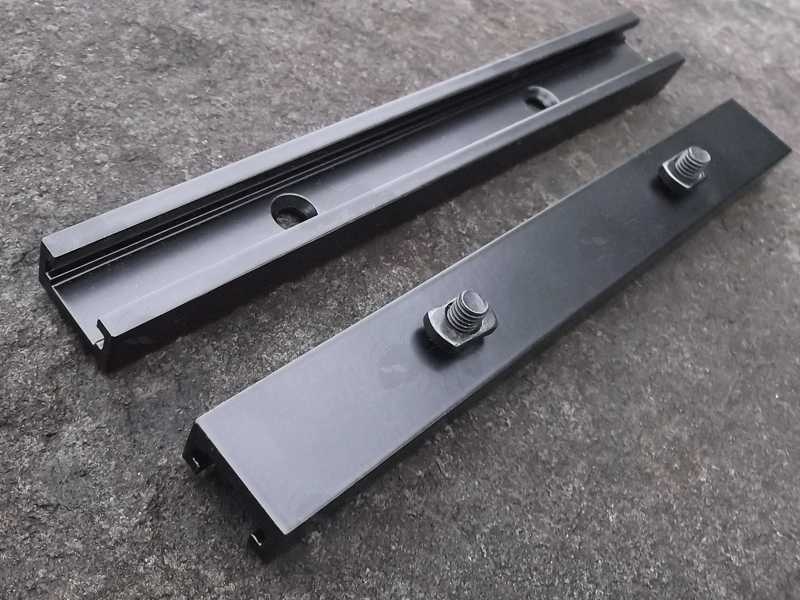 Top and Base View of The UIT / Anschutz T-Channel Accessory Rail Adapter for M-Lok Slot Rifle Handguards