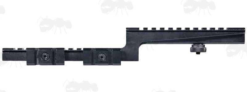 Side Profile View of The AR15 M4 M16 Series Bi-Level Carry Handle Rail Mount with Torch and Dot Sight